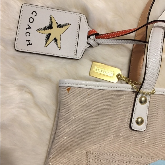 Vintage Rare COACH Beach Umbrella BAG Canvas Tote - Picture 4 of 16